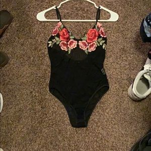 Sheer floral bodysuit